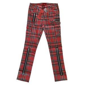 Tripp NYC Red Tartan Plaid Exploited Skinny Pants